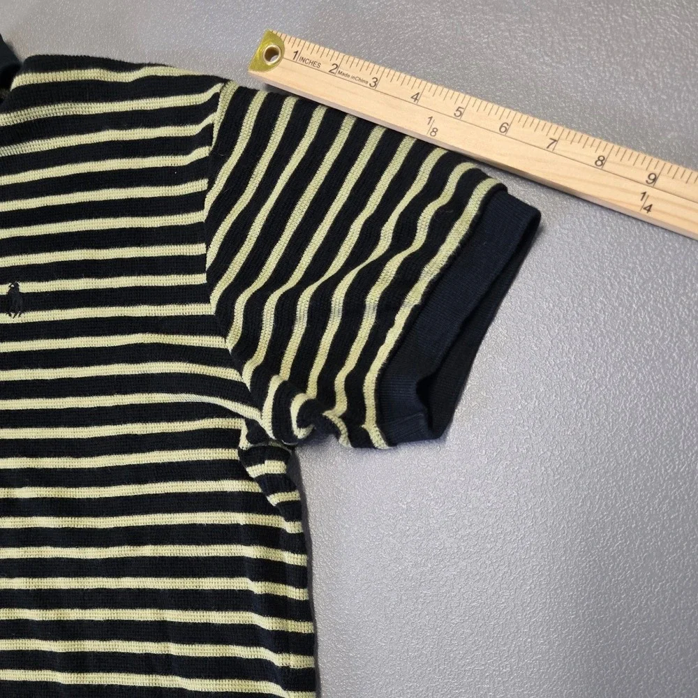 Polo Ralph Lauren Striped Polo Shirt Men Large Black Yellow Short Sleeve